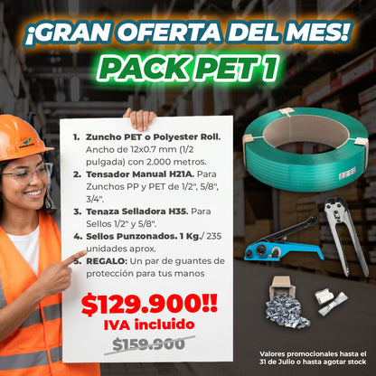 PACK PET 1 EMBÁLATE (Zuncho Polyester, Tensador, Tenaza, sellos y REGALO)