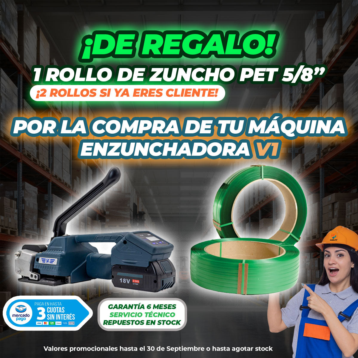 Enzunchadora Semi Automática V1 a Batería para Zuncho PP/PET